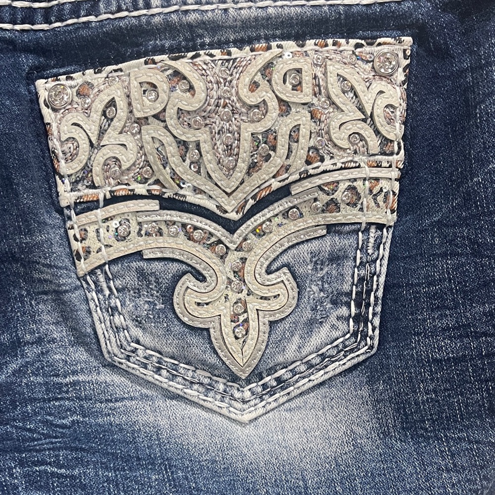 Rock Revival Blue Jeans with Silver Embellishments